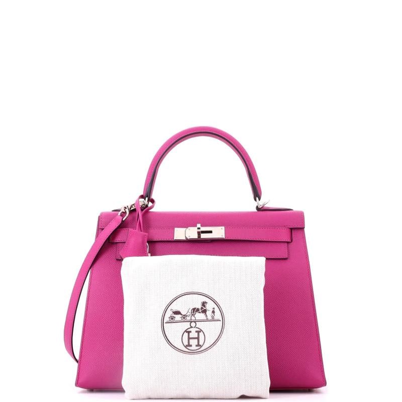 Hermes Kelly Handbag Pink Epsom with Palladium Hardware 28 - 2