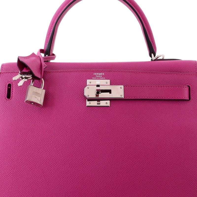 Hermes Kelly Handbag Pink Epsom with Palladium Hardware 28 - 6