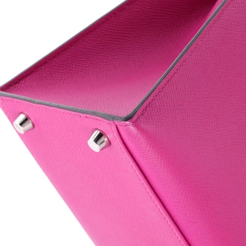 Hermes Kelly Handbag Pink Epsom with Palladium Hardware 28 - 8