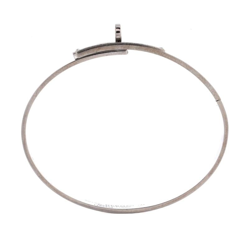 Hermes Kelly Bracelet 18K White Gold with 4 Diamonds Small - 2