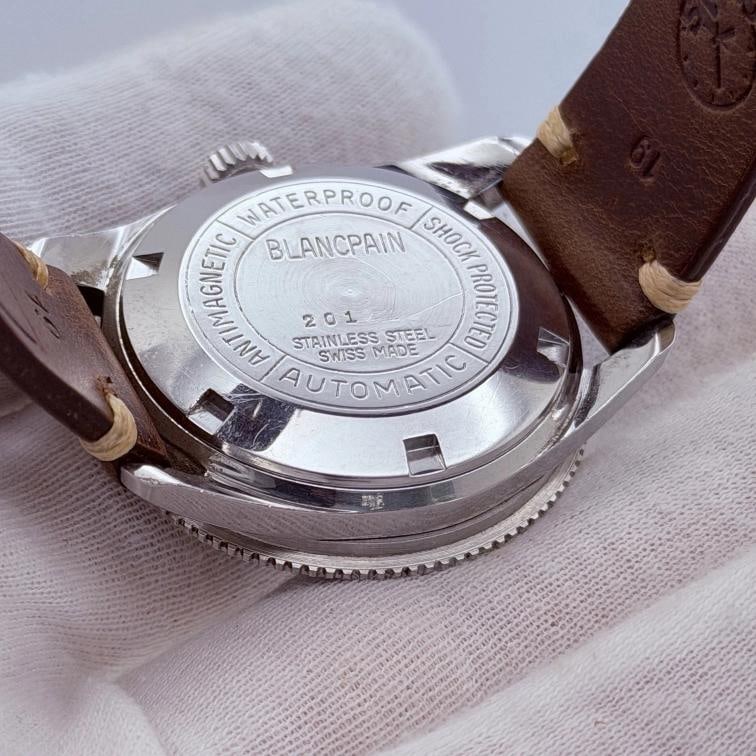 Vintage Blancpain Fifty Fathoms Aqua Lung No Radiation Bakelite Bezel Steel - 10