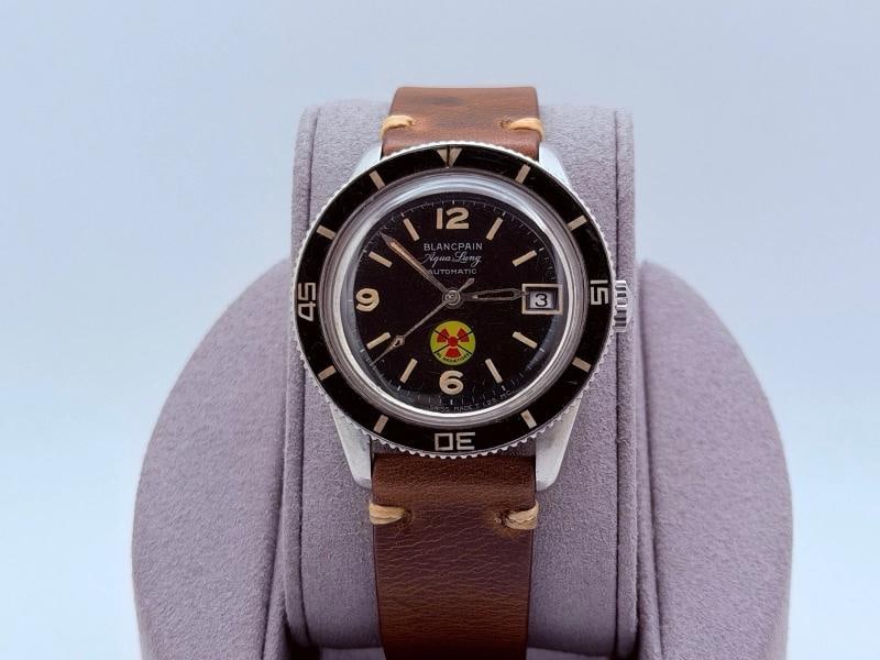 Vintage Blancpain Fifty Fathoms Aqua Lung No Radiation Bakelite Bezel Steel - 3