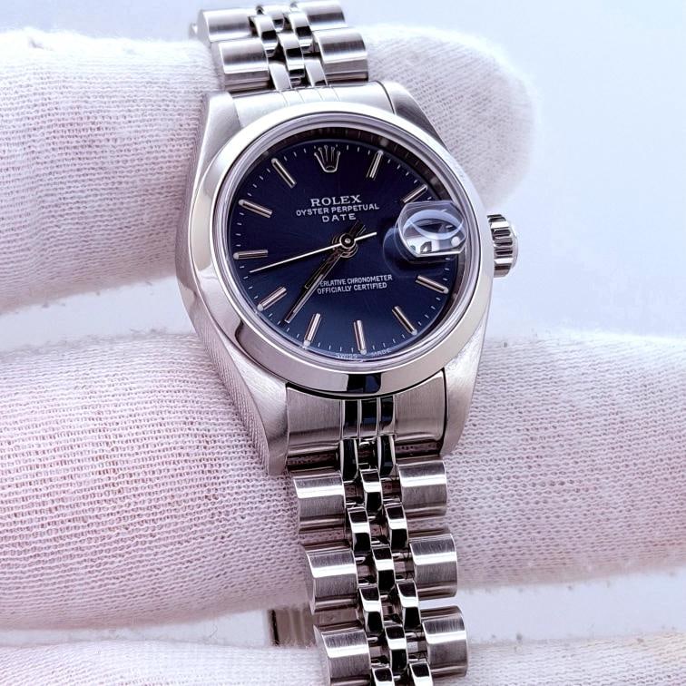 Rolex Ladies Datejust 79160 26mm Blue Dial Jubilee Stainless Steel Box Papers - 5