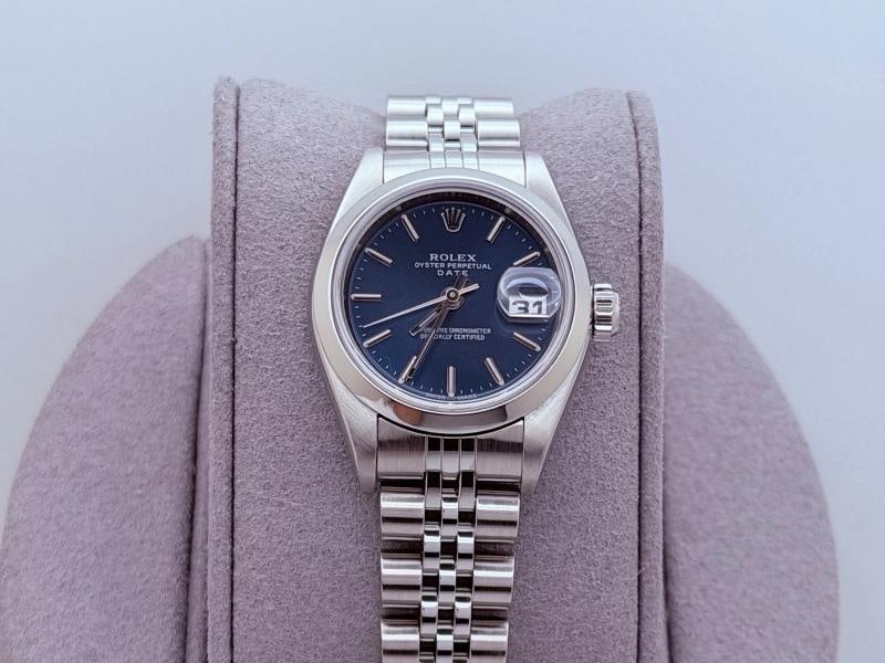 Rolex Ladies Datejust 79160 26mm Blue Dial Jubilee Stainless Steel Box Papers - 6