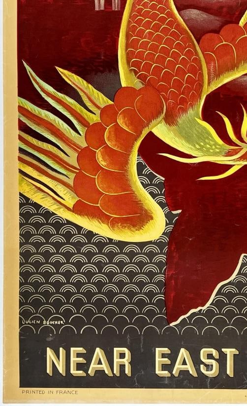 Original Vintage Poster AIR FRANCE NEAR EAST FAR EAST Airline Travel Tourism OL - 4