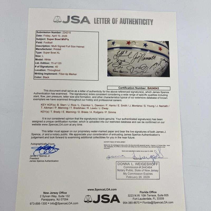 Beautiful Super Bowl MVP's Signed Helmet 40 Sigs With Tom Brady JSA COA - 2