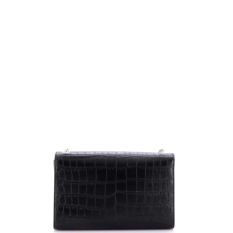 Saint Laurent Classic Monogram Tassel Crossbody Bag Crocodile Embossed Leather - 3