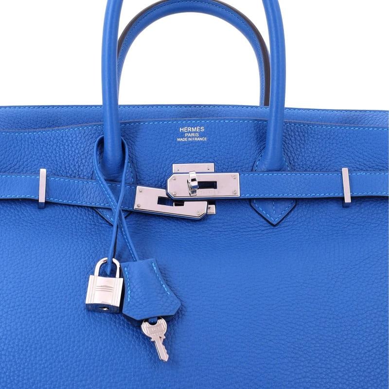 Hermes Birkin Handbag Blue Clemence with Palladium Hardware 35 - 6