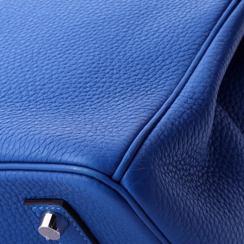 Hermes Birkin Handbag Blue Clemence with Palladium Hardware 35 - 8