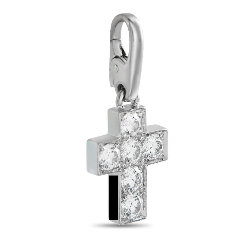 Cartier 18K White Gold Cross 0.90ct Diamond Pendant - 2