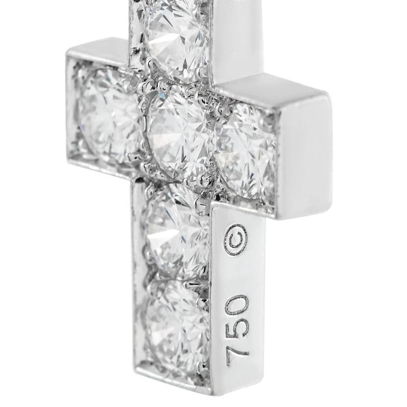 Cartier 18K White Gold Cross 0.90ct Diamond Pendant - 3