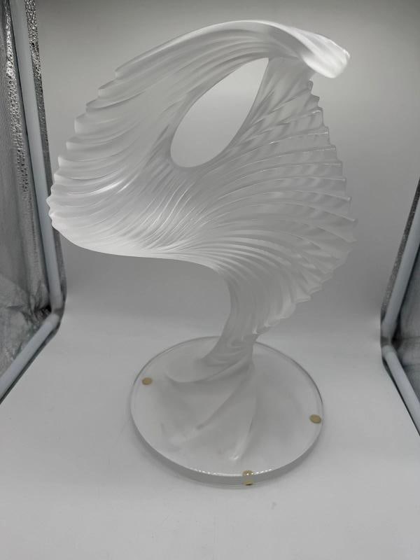 LALIQUE FRANCE FROSTED CRYSTAL ART GLASS SCULPTURE~SIGNED~(13"H & 7.5"Dia): Condition: Used: An item that has been used previously. The item may have some signs of cosmetic wear, but is fully operational and functions as intended. This item may be a floor model or store