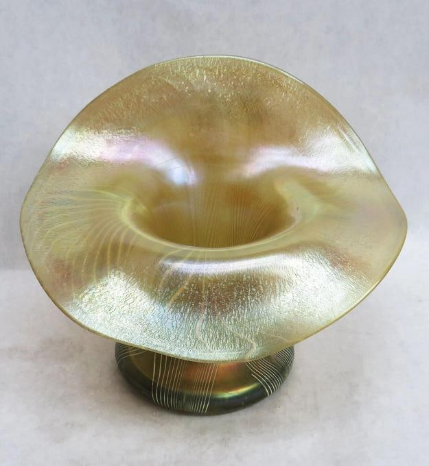 TIFFANY L.C.T. FAVRILE GLASS VASE~(6"H x 7.5"Dia) - 2