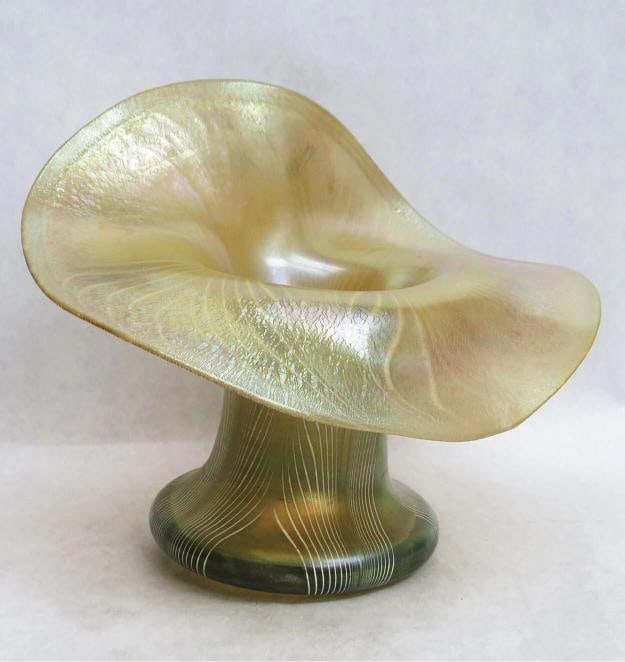 TIFFANY L.C.T. FAVRILE GLASS VASE~(6"H x 7.5"Dia) - 4
