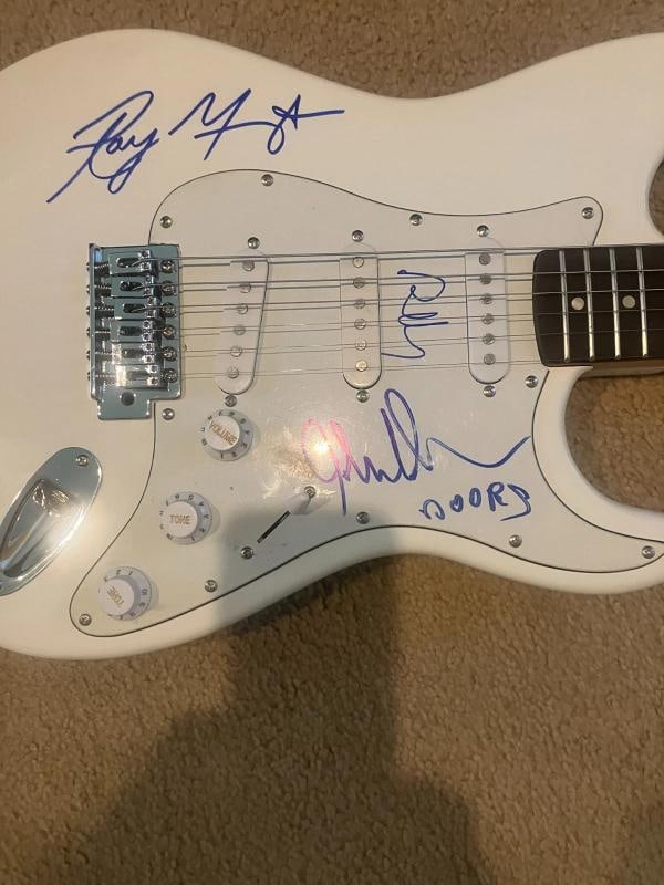 THE DOORS: Ray Manzarek, Robby Krieger & John Densmore Signed Guitar (PSA LOA) - 6