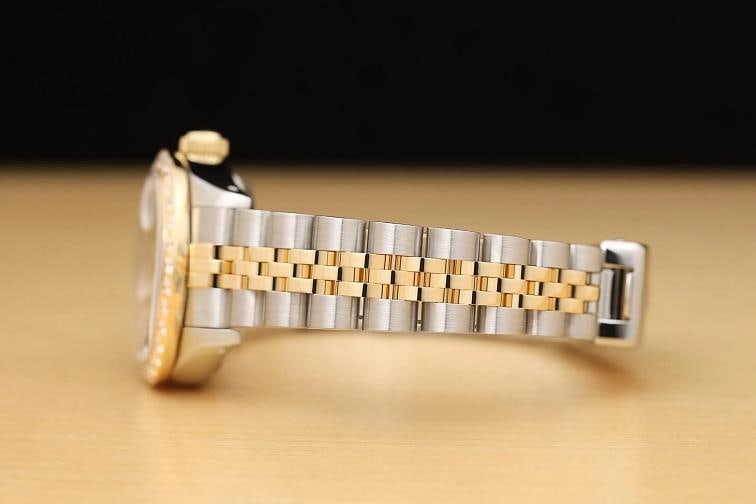 ROLEX DATEJUST 69173 18K YELLOW GOLD 1.1 CT STEEL MOP SAPPHIRE DIAMOND WATCH - 5
