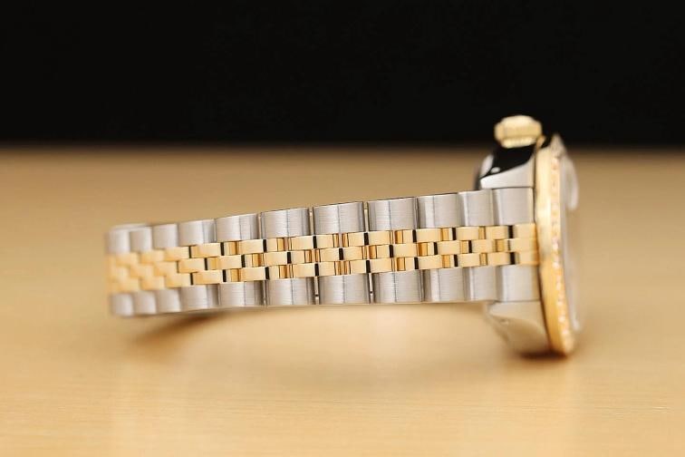 ROLEX DATEJUST 69173 18K YELLOW GOLD 1.1 CT STEEL MOP SAPPHIRE DIAMOND WATCH - 8