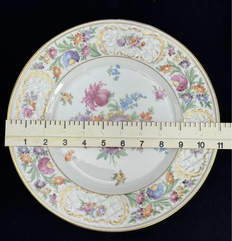 Set 13 VTG Schumann Bavaria Empress Dresden Flowers 11" LARGE Dinner Plates - 9