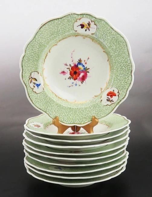 10 Antique 19th Century Chamberlain's Worcester Porcelain Soup/Cereal Bowls: Diameter: 10 1/4 inches. . Condition: Used: An item that has been used previously. The item may have some signs of cosmetic wear, but is fully operational and functions as intended. This item may be