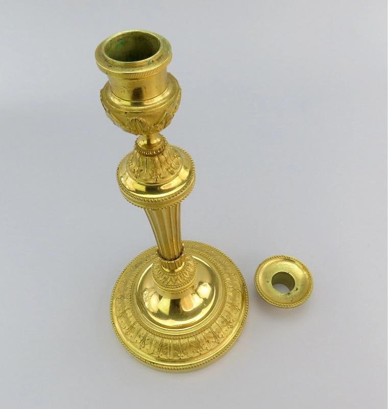 1840/50s Ferdinand Barbedienne Pair Fancy Gilded Brass Candlesticks 11 1/4" - 5