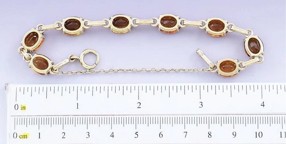 Stunning 14k Gold & ~24ct Honey Oval Citrine Bracelet - 3