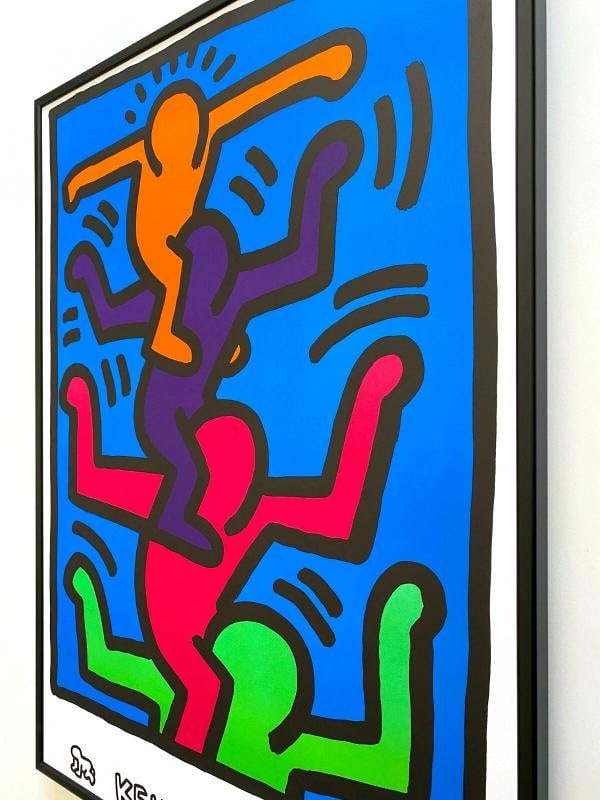 KEITH HARING ESTATE RARE 1992 LITHO PRINT FRAMED POP ART POSTER 1989~(27" W X 36 7/8" H X 1" D) - 10