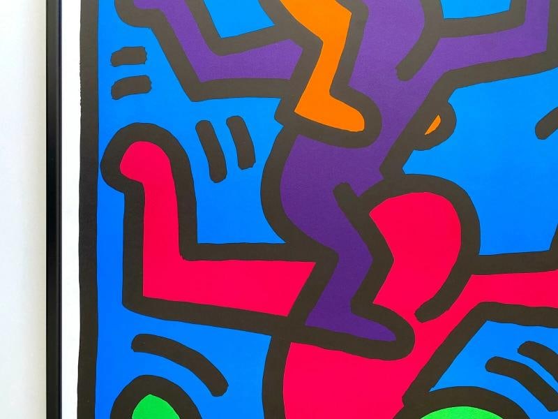KEITH HARING ESTATE RARE 1992 LITHO PRINT FRAMED POP ART POSTER 1989~(27" W X 36 7/8" H X 1" D) - 5