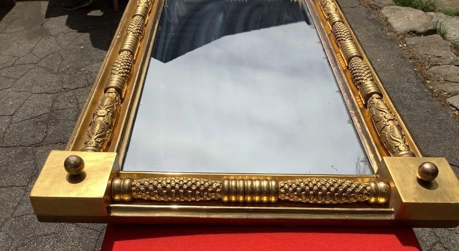 Rare Antique American Classical Gilt Pier Mirror 1800s ~(40"H x 25"W x 4"L) - 2