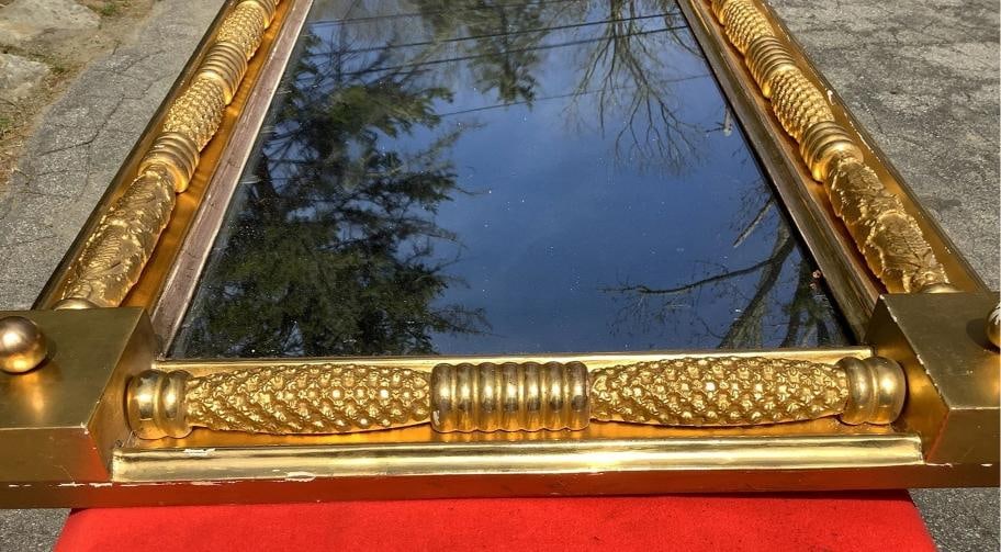 Rare Antique American Classical Gilt Pier Mirror 1800s ~(40"H x 25"W x 4"L) - 4