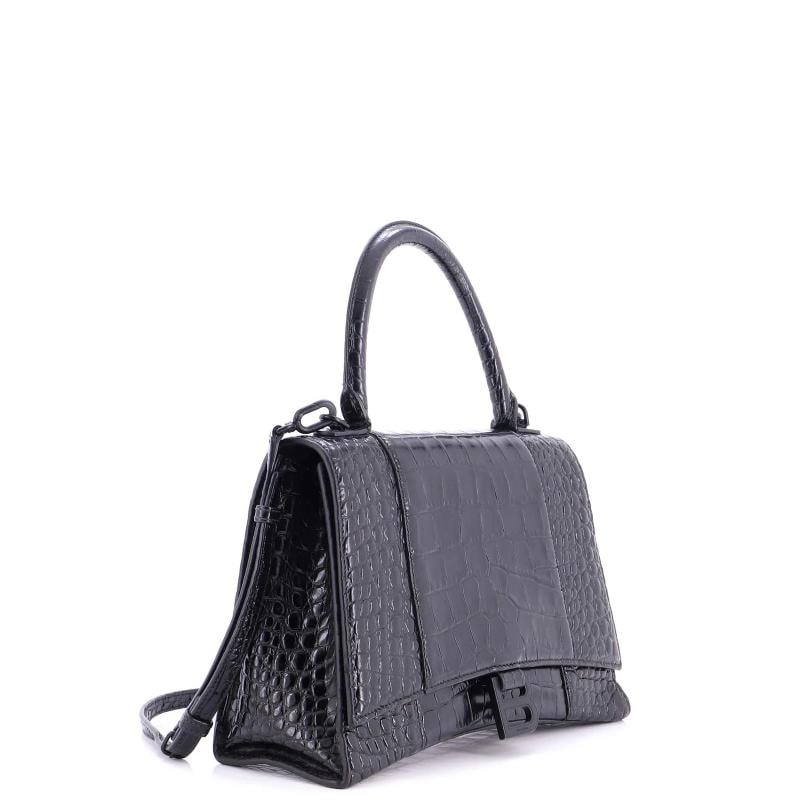 Balenciaga Hourglass Top Handle Bag Crocodile Embossed Leather Medium - 2