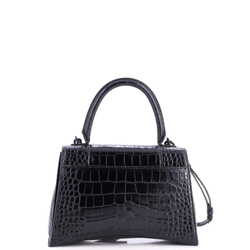 Balenciaga Hourglass Top Handle Bag Crocodile Embossed Leather Medium - 3