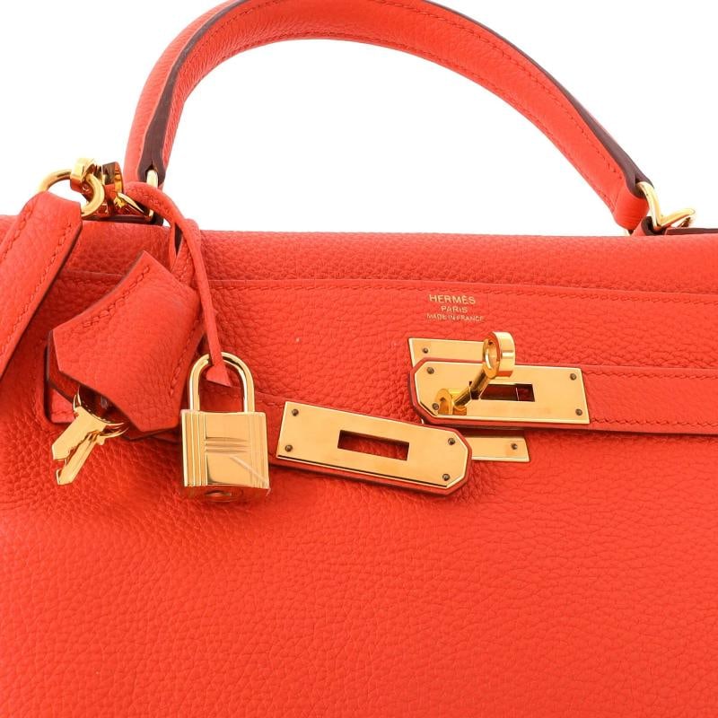 Hermes Kelly Handbag Orange Togo with Gold Hardware 28 - 7