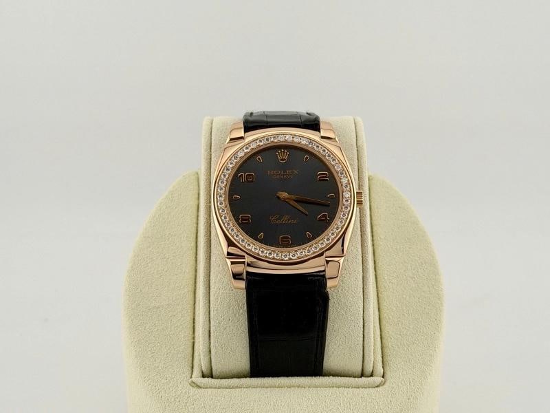 Rolex Cellini Cestello 5330 36mm 18k Rose Gold Rhodium Dial Diamond Bezel - 9