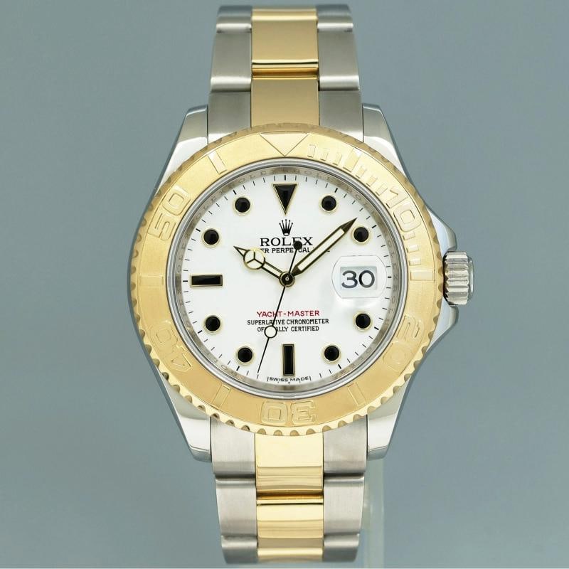 MINT 2009 Rolex Yachtmaster 16623 Two Tone Yellow Gold Steel White Sapphire - 2