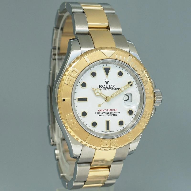 MINT 2009 Rolex Yachtmaster 16623 Two Tone Yellow Gold Steel White Sapphire - 3
