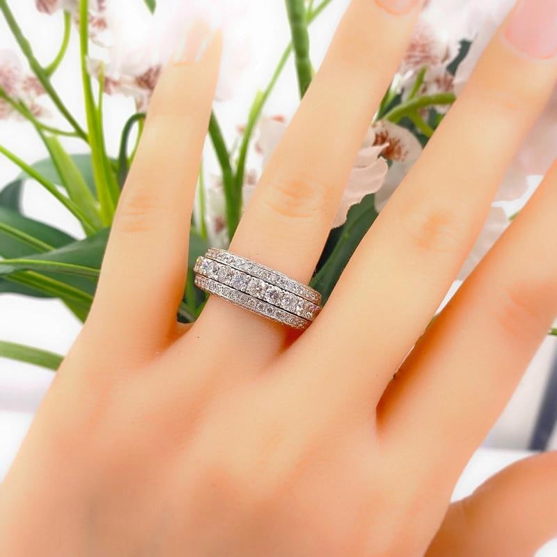 Five Row Diamond Spinning Eternity Band in 18kt White Gold - 3