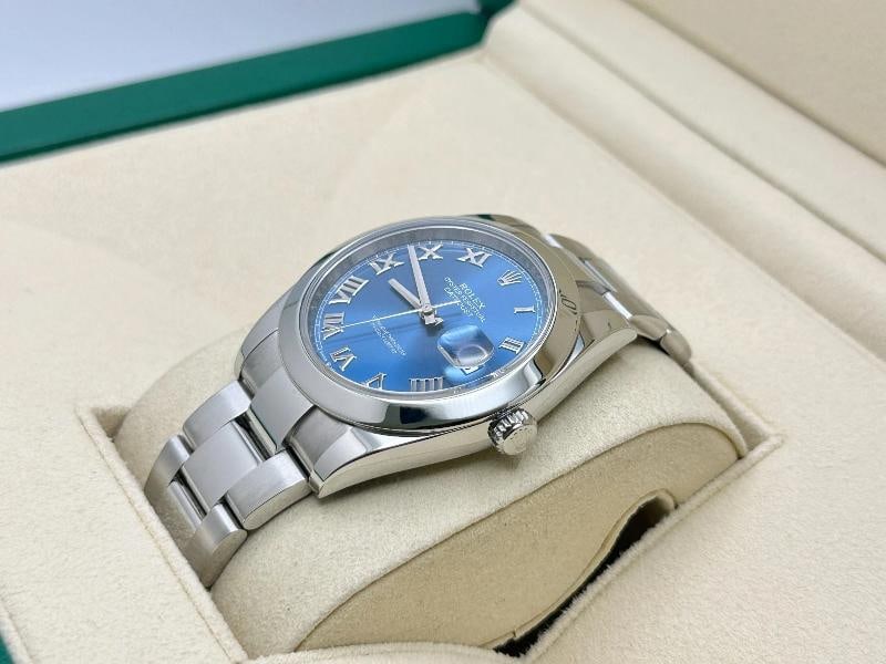 2022 Rolex Datejust 41 126300 Azzurro Blue Roman Dial Stainless Steel Box Paper - 2