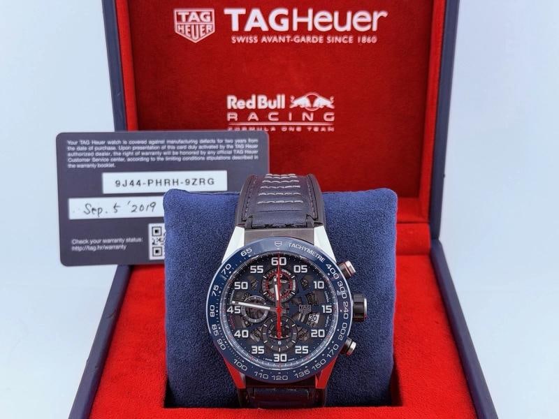 Tag Heuer Carrera Red Bull CAR2A1N.FT6100 45mm Blue Skeleton Dial Box Papers - 14