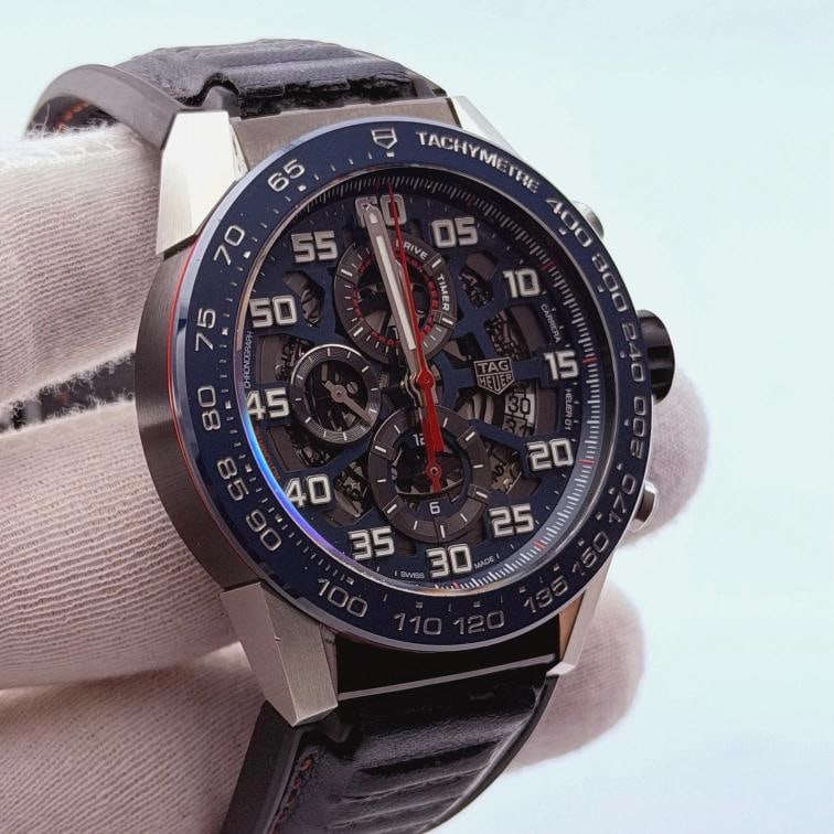 Tag Heuer Carrera Red Bull CAR2A1N.FT6100 45mm Blue Skeleton Dial Box Papers - 3
