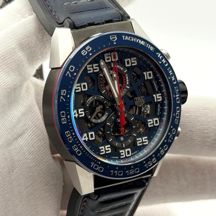 Tag Heuer Carrera Red Bull CAR2A1N.FT6100 45mm Blue Skeleton Dial Box Papers - 4
