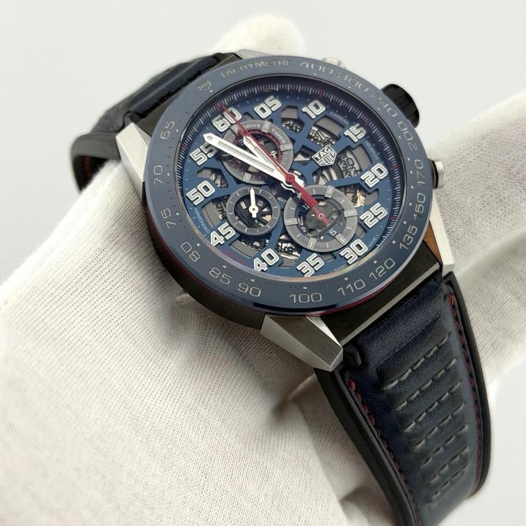 Tag Heuer Carrera Red Bull CAR2A1N.FT6100 45mm Blue Skeleton Dial Box Papers - 5