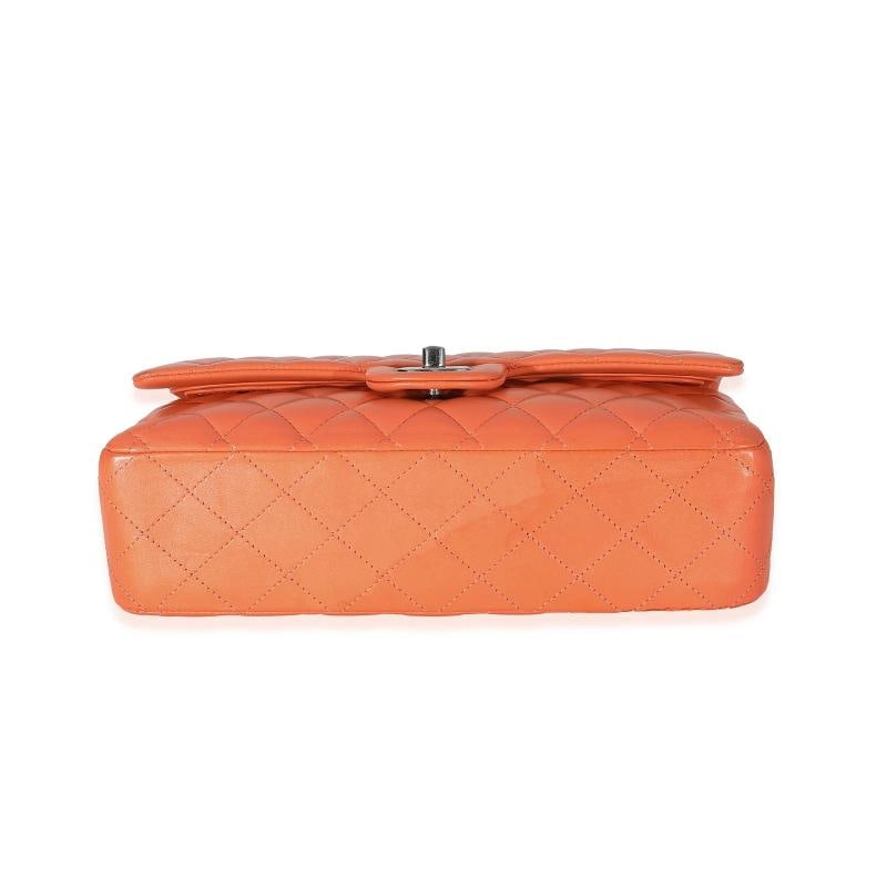 Chanel Orange Quilted Lambskin Medium Classic Double Flap Bag - 8