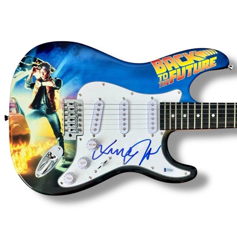 Michael J Fox Signed Guitar Custom Graphics Beckett COA Back to the Future: Signed by: Michael J. Fox,Industry: Movies,Autograph Authentication: Beckett,Original/Reproduction: Original,Movie: Back to the Future,Signed: Yes,Country of Origin: United States