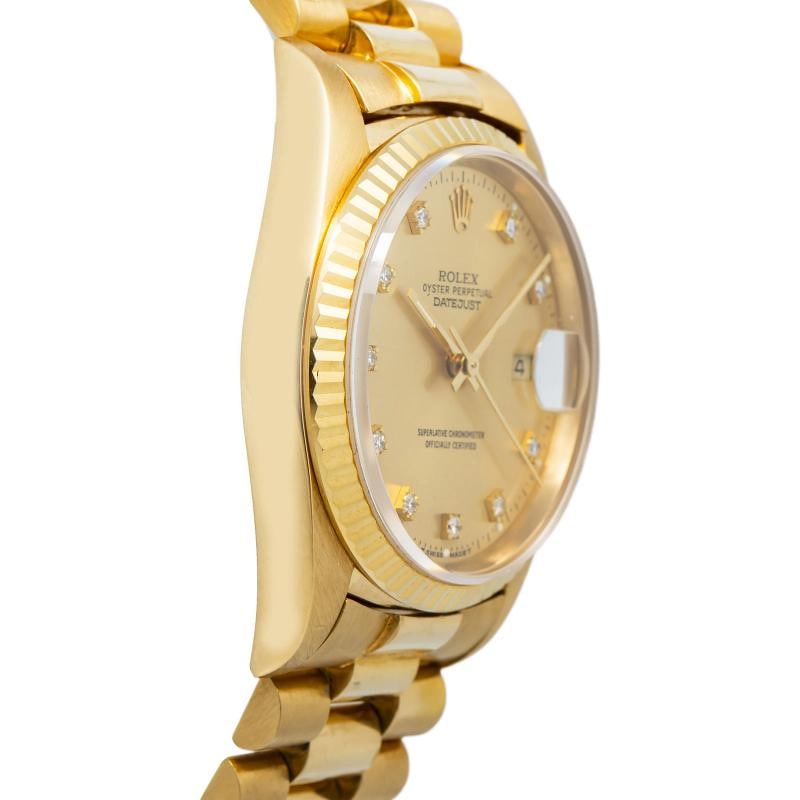 Rolex DateJust 16238 Auto 18k Diamond Champagne Dial 1991 Paper Men's Watch 36mm - 4
