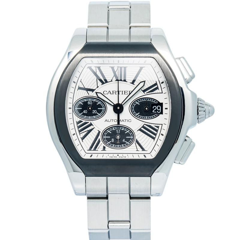 Cartier Roadster De W6206020 SS White Dial Quartz Men's Watch 44mm: Condition: Pre-owned - Good: This item has been gently used but is in good condition. It might have a few signs of wear, like light scratches or tarnishing. All imperfections should be shown and