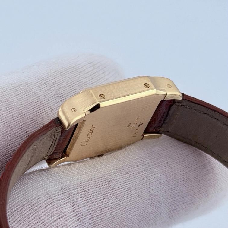 Vintage Cartier Santos Dumont Ladies 78098 White Dial 18k Yellow Gold Box Papers - 10