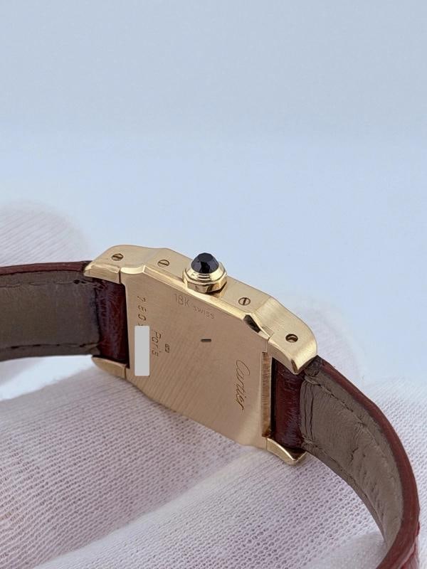 Vintage Cartier Santos Dumont Ladies 78098 White Dial 18k Yellow Gold Box Papers - 14