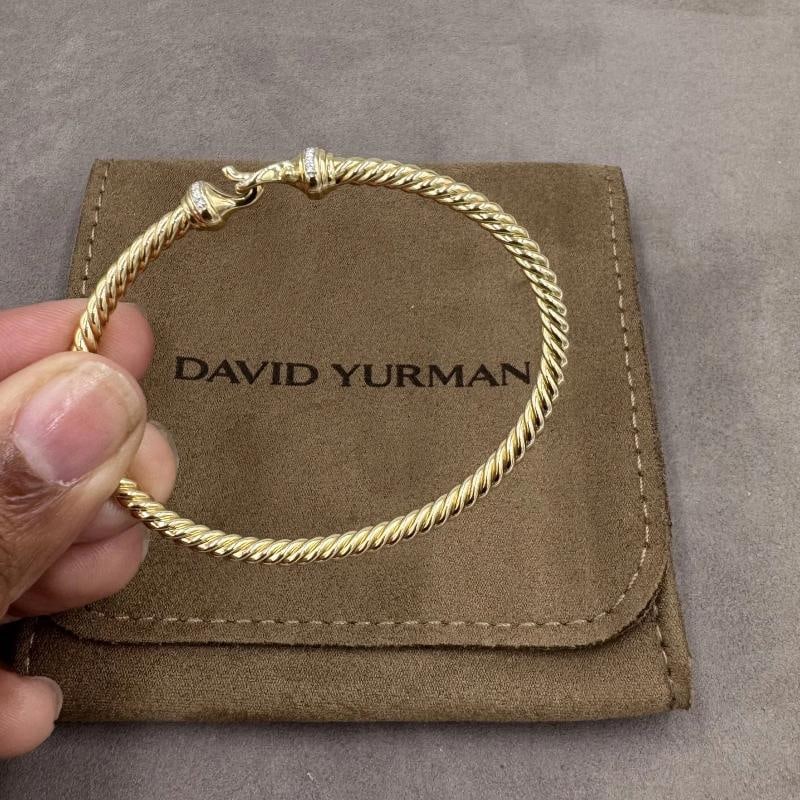 David Yurman Buckle CablespiraÃ‚Â® Bracelet in 18K YG w/ Diamonds 3.5mm size-M - 5