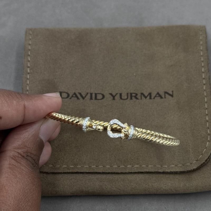 David Yurman Buckle CablespiraÃ‚Â® Bracelet in 18K YG w/ Diamonds 3.5mm size-M - 6