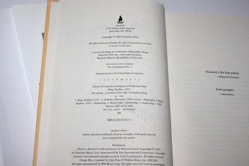STEPHEN KING SIGNED 'ON WRITING' 1ST/1ST FIRST EDITION PRINTING HC BOOK MEMOIR - 5